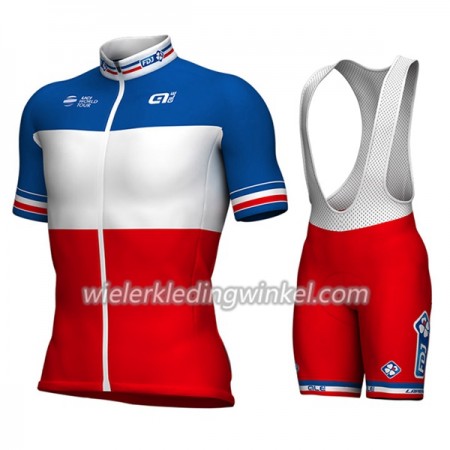 Set Fietsshirt + Korte Koersbroek 2017 FDJ Frans kampioenschap